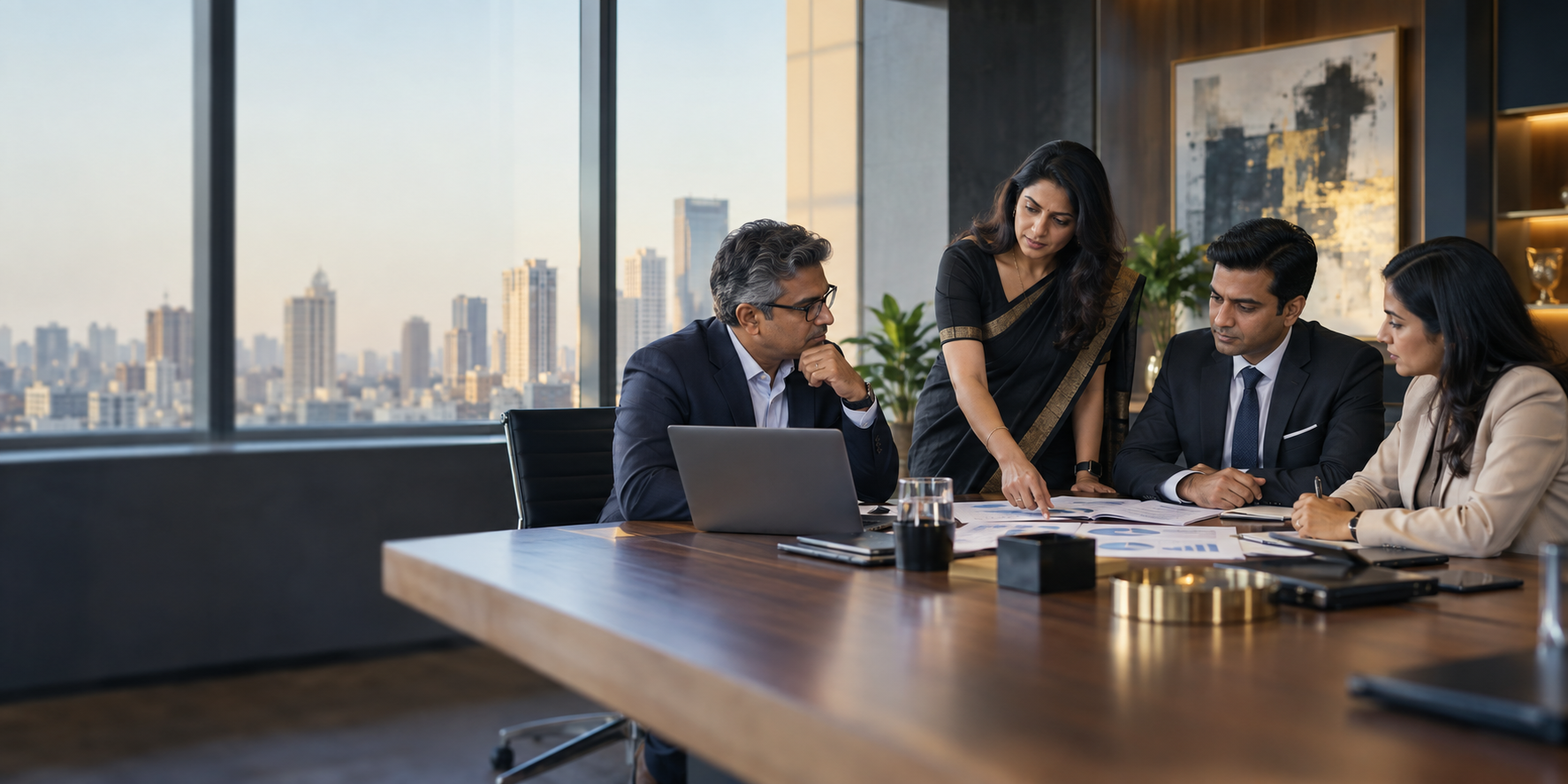Corporate finance and legal leaders reviewing an enterprise receivables strategy